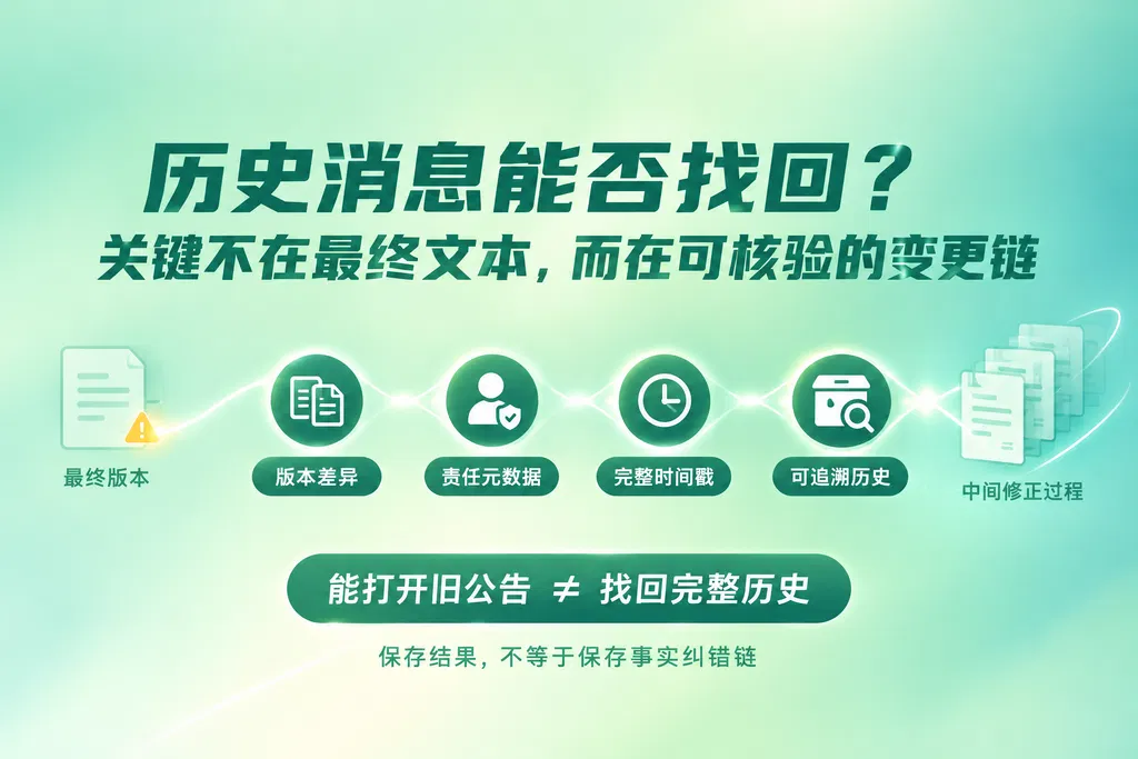 历史消息能找回吗?公告归档、事实纠错与合规证据链的完整治理方案